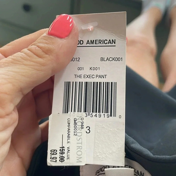 Good American The Exec Pant Black Straight leg Ankle zip Size L NWT Stretch - Picture 14 of 15